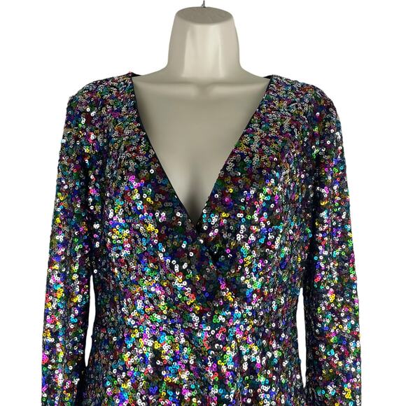 Hutch Demi Confetti Mini Dress in Rainbow Sequins Multi Color Size 2 - Picture 4 of 11